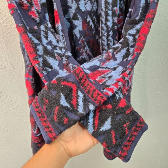 Lucky Brand Southwestern Cardigan Sweater M Blue Draped Boho Aztec Hippie Top - Picture 5 of 14